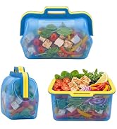 Reusable Silicone Food Storage Bags, NUZEAK Magnetic Seal Reusable Storage Bags, Stand Up Silicon...