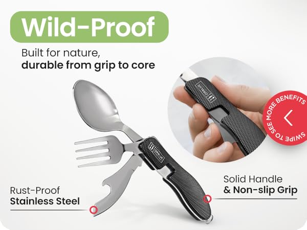 4-in-1 Camping Utensils 2-Pack Portable Travel Backpacking Cutlery