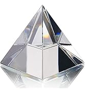 QFkris Crystal Pyramid Figurine Collectible, Transparent Color Prism Desk Ornament Glass Paperwei...