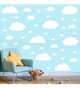 AOWDIAO Cloud Wall Decals - 40 Peel and Stick Clouds Stickers - Assorted Shapes and Sizes for Nur...