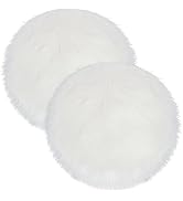 ELFJOY Set of 2 Dinning Chair Cushions Faux Fur Chair Cushion Sheepskin Fluffy Seat Cushion with ...