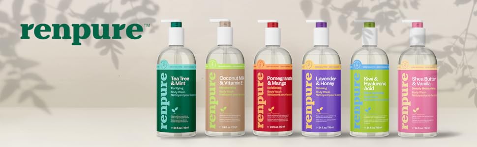 Renpure Body Washes: Tea Tree &amp;amp; Mint, Coconut &amp;amp; Vitamin E, Pomegranate &amp;amp; Mango