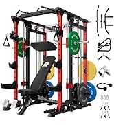 RitFit Buffalo Smith Machine, Power cage with LAT-Pull Down System &amp; Cable Crossover System, All-...