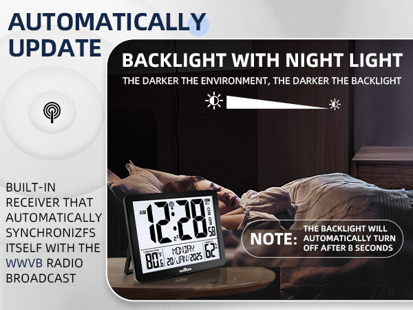 atomic clock with backlight