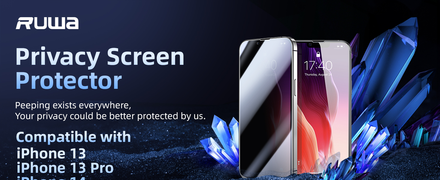 iPhone 13 13pro 14 privacy screen protector anti-peep glass