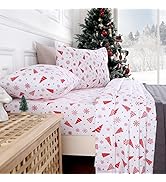 CAROMIO Christmas Flannel Sheets Queen, 100% Cotton Printed Bed Sheet Set, Soft Heavyweight Brush...