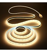 Aclorol USB COB LED Strip Lights Warm White Led TV Backlight 5V 1M 3.28FT 320Leds 3000K CRI85+ CO...