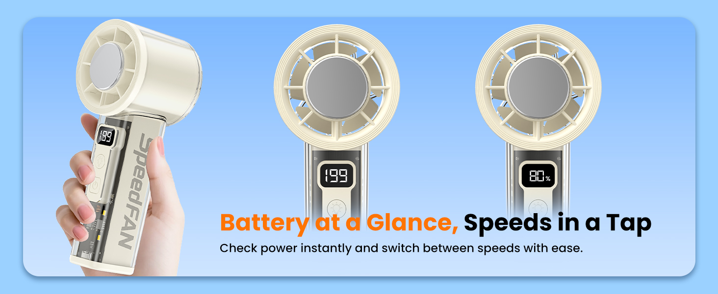 Battery at a Glance, Speeds in a Tap Check power instantly and switch between speeds with ease.