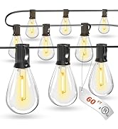 luckystyle 60FT LED Outdoor String Lights with 16+1 Edison Shatterproof Waterproof Bulbs, 2700K C...