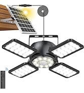 Solar Shed Light Outdoor Indoor Upgrade 1200LM 174LED 4 and 1 Heads Motion Sensor Pendant Light, ...