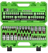 SWANLAKE 32 Piece Hex Bit Socket Set,SAE and Metric, 1/4'', 3/8', 1/2'' Drive Socket Set, S2 &amp; Cr...