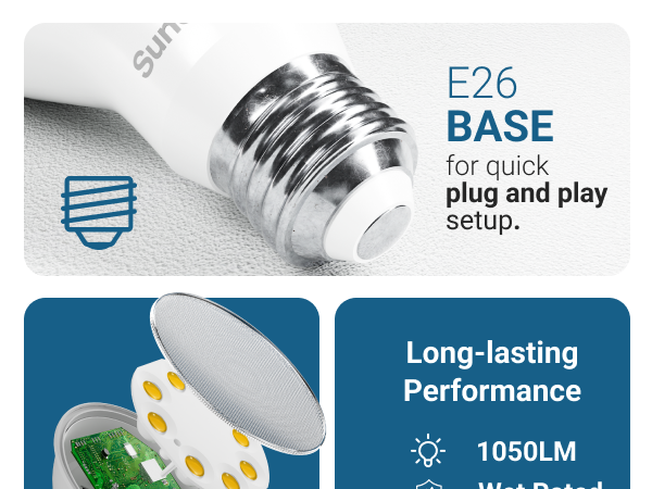 E26 BASE for quick plug and play setup.