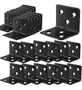 80Pcs Stainless Steel Black Angle Brackets, 1.2”x 1.2” x 1.5” Corner Braces for Wood Furniture, 9...