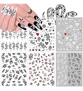 Kalolary 6 Sheets Snake Nail Art Stickers, 3D Nail Self-adhesive Hot Snake Flower Pattern Nail St...