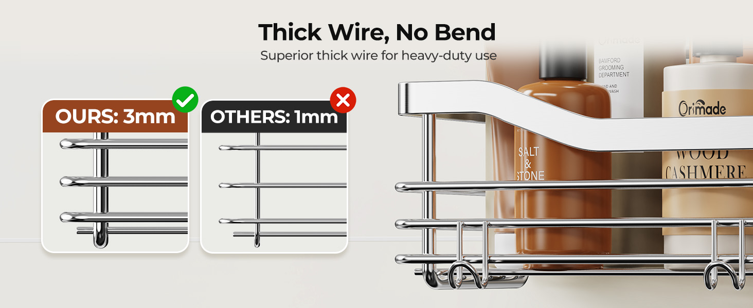 Orimade Shower Caddy Basket Shelf Storage Rack, Silver 2 Pack