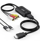 FEMORO VCR to HDMI Converter, AV RCA Red Yellow White to HDMI Adapter Analog Signal Support 720P ...