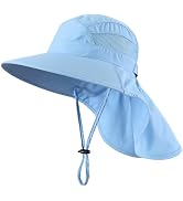 Home Prefer UPF50 Wide Brim Kids Sun Hat Neck Flap Boys Girls Sun Protection Hat for Beach Fishing