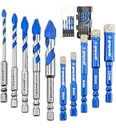 Greywolf 10 pcs Diamond Drill bit Set, Tile Drill bits, Suitable for Ceramic, Glass, Porcelain, M...