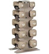 Tone Fitness Neoprene Dumbbell Set with Storage Rack – Non-Slip, Anti-Roll Hand Weights for Home ...