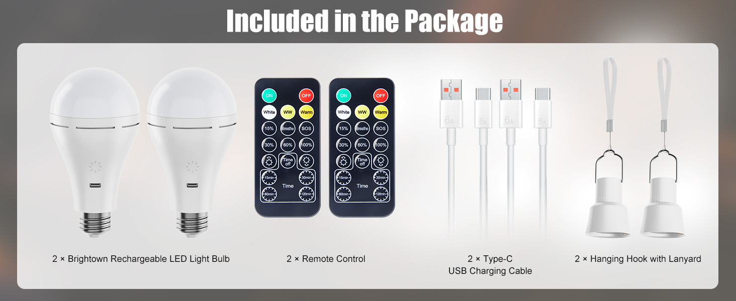 Brightown Rechargeable Light Bulb with Remote