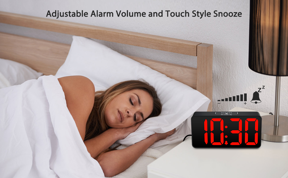 digital clock for bedroom with touch style snooze
