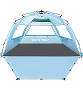 WhiteFang Deluxe XL Pop Up Beach Tent Sun Shade Shelter for 3-4 Person, UV Protection, Extendable...