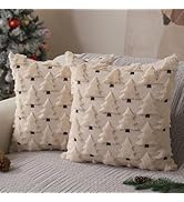 Allorry Christmas Pillow Covers 18x18 inch Set of 2 Beige Christmas Tree Throw Pillow Cases Decor...