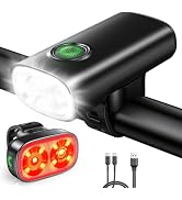 WOCBUY 1200LM Bike Lights for Night Riding, Spot+Flood Beam, 5+6 Modes | Bicycle Lights Front and...