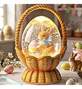 Blansong Easter Snow Globe Basket Easter Bunny Eggs Decorations Gifts Auto Snowfall Glitter Music...
