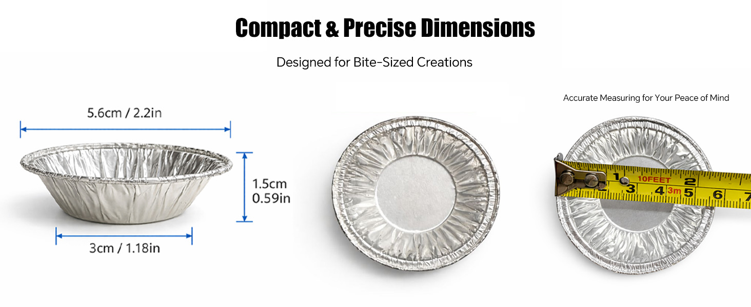 Dimensions of 2.2 inch mini tart pans 5.6cm top diameter baking cups precise size guide.