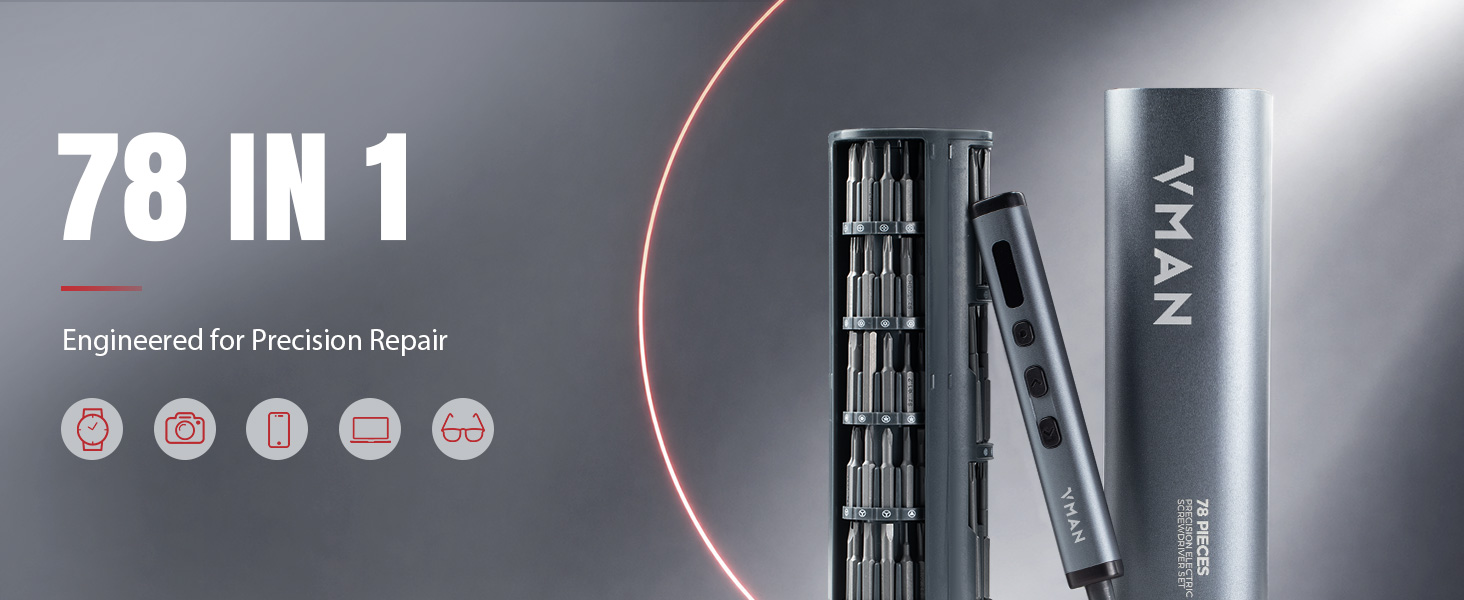 Precision Electric Screwdriver Set 78 in 1 Mini Electric Screwdriver, Magnetic Rotatable Rack