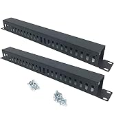 QiaoYoubang 2 Pack 1U 19 Inch Cable Manager Horizontal Rack Mount 24 Slot Metal Finger Duct Wire ...