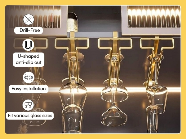 wine glass rack under cabinet metal wine glass holder hanger organizer stemwares racks hangers 