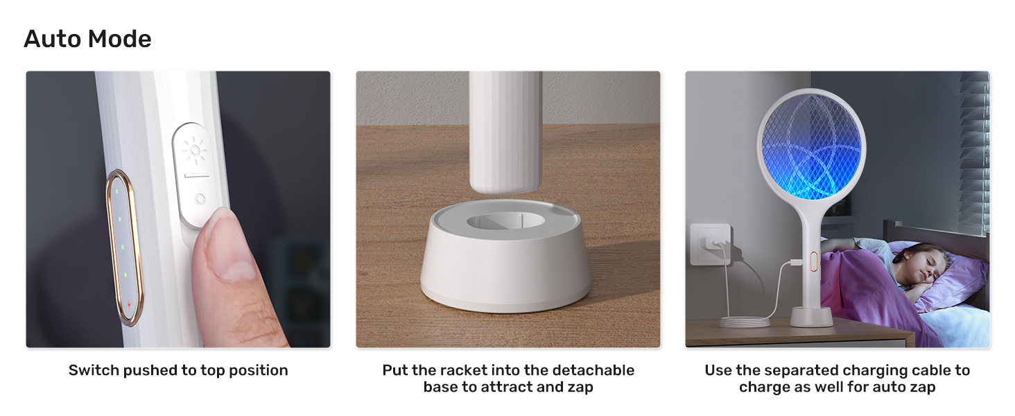 Electric Fly Swatter 4000V Bug Zapper Racket Dual Modes Mosquito Killer