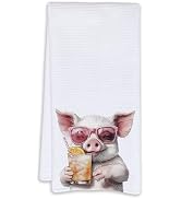 Cabana Bro Funny Cocktail Pig Kitchen Towels, Pig Lovers Gifts Dish Tea Hand Towels for Kitchen B...