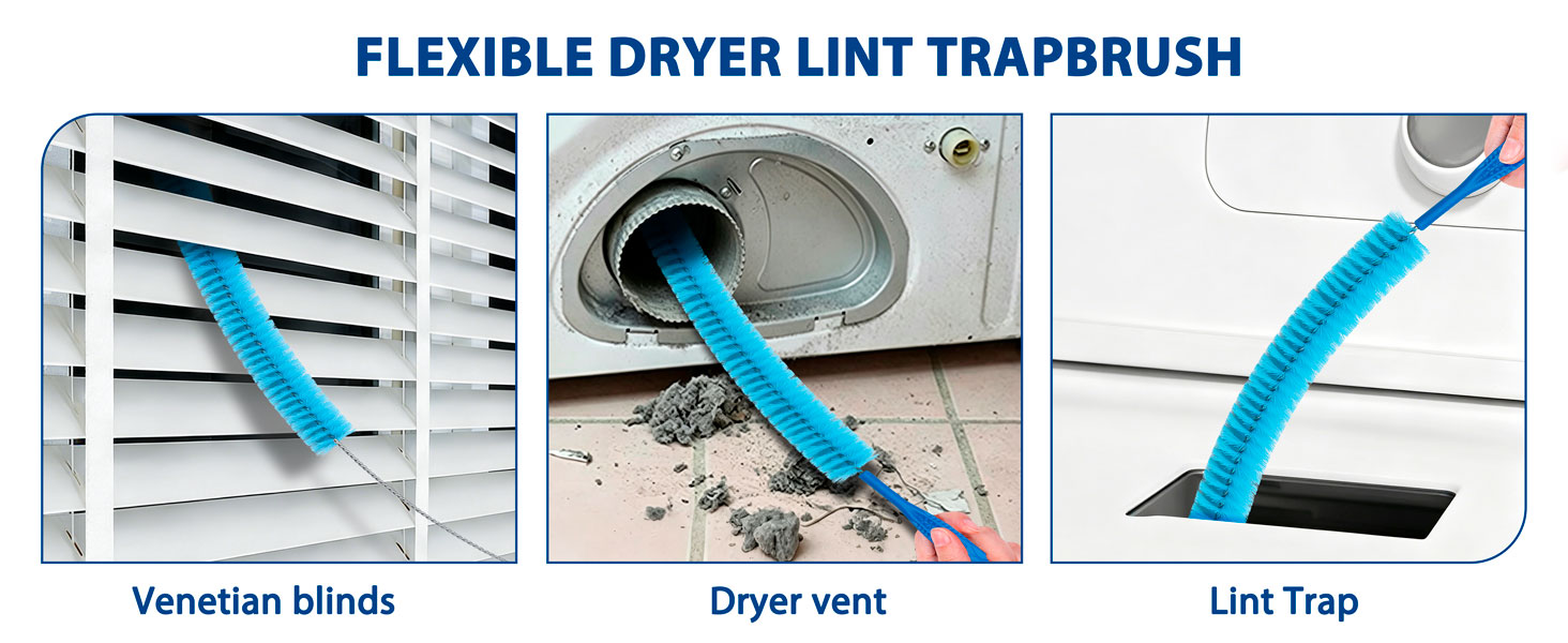 Dryer Vent Cleaner Kit with Flexible Vacuum Hose Attachment