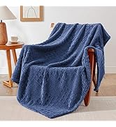 EXQ Home Fleece Throw Blanket for Couch or Bed - 3D Waffle Patchwork Pattern Jacquard Decorative ...