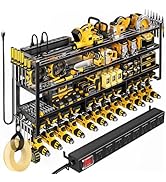 POKIPO 49.5" W Large Power Tool Organizer Wall Mount with Charging Station, 4 Tier Heavy Duty 12 ...