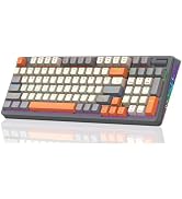 Attoe Wireless Mechanical Keyboard, Tri-Mode BT5.0/2.4GHz/USB-C Hot Swappable Custom Keyboard, RG...