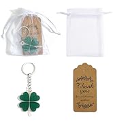 SHTALHST Four Leaf Clover Keychain with Thank You Card Lucky Keycharm Gift for Women Perfect Appr...