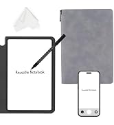 Reusable Whiteboard Notebook, A5 Erasable Smart Notebook, Portable Sketchbook with Wipe Cloth and...