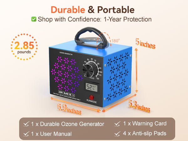 120,000mg/h Ozone Generator Machine with Temp/Humidity Display