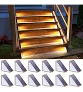 NIORSUN Outdoor Step Lights,12 Pack Warm White Stair Lights Outdoor IP67 Waterproof Auto On Off,O...
