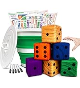 SWOOC Games - Giant Quick Dice + Yardzee + Farkle (All Weather) Yard Dice Game Set | 6 Colorful D...