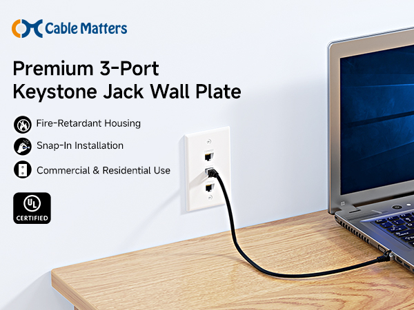 Low Profile 2-Port Keystone Jack Wall Plate