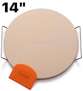 Pizza Stone for Oven and Grill 14 inch - Cordierite Baking Stone Set with Stainless Steel Rack an...