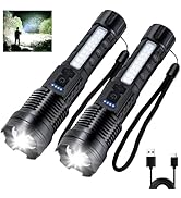 Peascat Rechargeable Flashlights High Lumens 980,000L (2 Packs), Super Bright LED Handheld Flash ...
