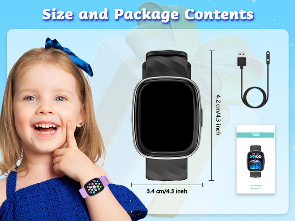 kids smart watch, kids fitness tracker, smart watch for boys girls ages 8-12, waterproof kids watch