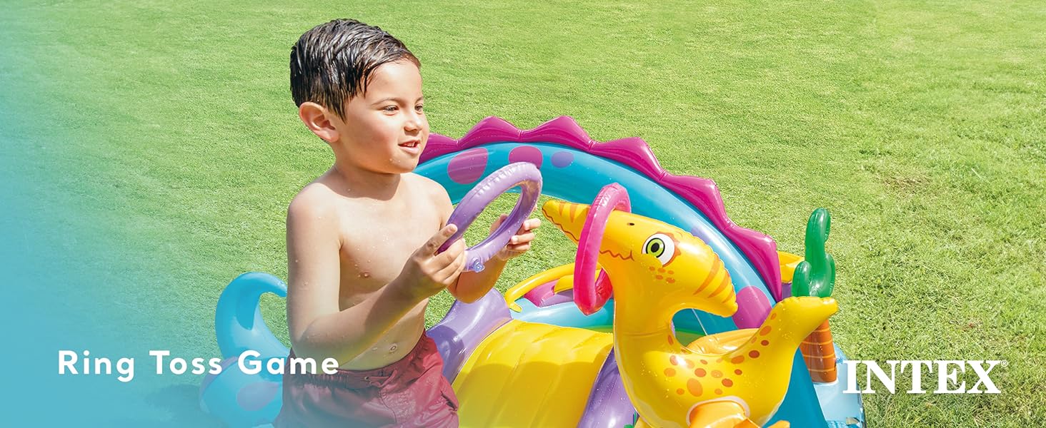 Intex 11ft x 7.5ft x 44in Dinoland Play Center Kiddie Inflatable Swimming Pool Caro3