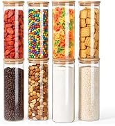 77L Stackable Glass Food Storage Containers with Lids [Set of 8 ], Airtight Glass Canister for Ki...